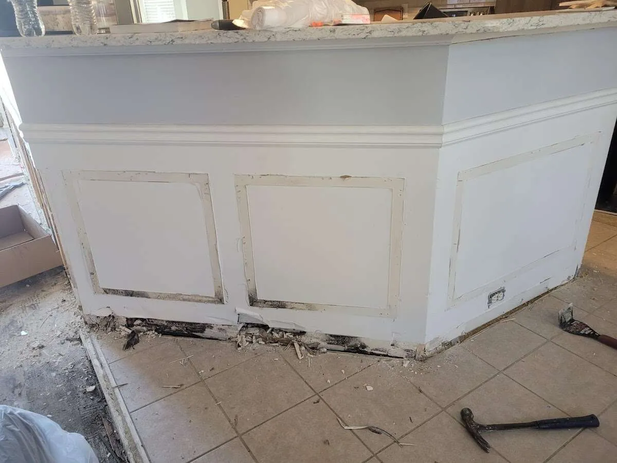 Water damage and mold on kitchen during Storm Damage Restoration in Roanoke